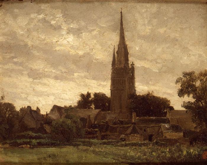 Carlos de Haes La torre de la iglesia France oil painting art